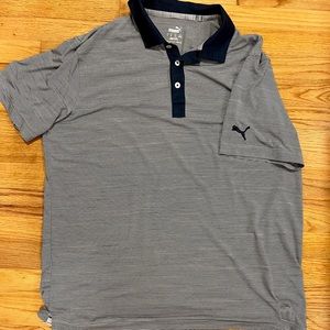Navy Striped Puma Polo